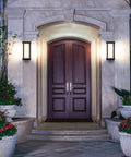 Rugged 18W Die Cast Aluminum Outdoor Wall Light IP65 Waterproof 6000K LED flanking elegant double door entrance at night