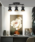 Three Light Black Track Lighting Kit With Rotatable Heads in modern living room setup