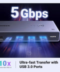 HDMI KVM Switch For One Monitor And Two Computers, 8K60Hz Ready, Aluminum Chassis, Shares Four USB 3.0 Ports For Keyboard, Mouse, Drives And Printer, Easy Seamless Switching, front view