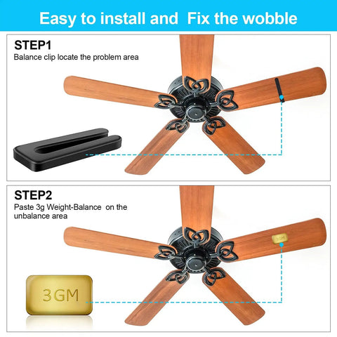 Ceiling Fan Balancing Kit With 20 Pieces And 5 High Calibration Blade Balance Tools, 5 Resilient Clips And 15 Self Adhesive 3G Weights To Stop The Wobble
