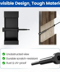 1/8 Inch Black Invisible Cable Railing Kit With Tensioners And Terminals, 20 Pack, for 2x2 or 4x4 wood or metal posts, showing detail and installation on wooden post, CR26 compatible.