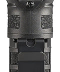 Back view of PolyTac 90X LED Right Angle Flashlight With 500 Lumens, 7000 Candela And 167 Meter Beam for hands free inspections.