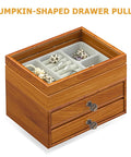 Jewelry box with Vintage Pumpkin Drawer Pulls 12 Piece Set Old School Round Cabinet Knobs visible on drawers, lantern green bronze.