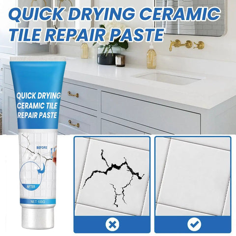 Fast Drying Ceramic Tile Repair Paste For Cracks And Chips, Easy Apply Crack Filler That Sticks Crazy Strong And Spreads Smooth, Perfect For Floor Tiles, Wall Tiles, Porcelain And Ceramic Surfaces