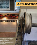 Heavy Duty Extension Spring Cable Set For Garage Doors In Galvanized Carbon Steel, garage door and cable spool close-up