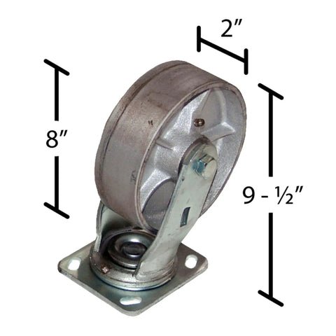 Eight Inch Plate Caster Set For Self Dumping Hoppers Four Wheel System With Two Rigid And Two Swivel Casters Semi Steel