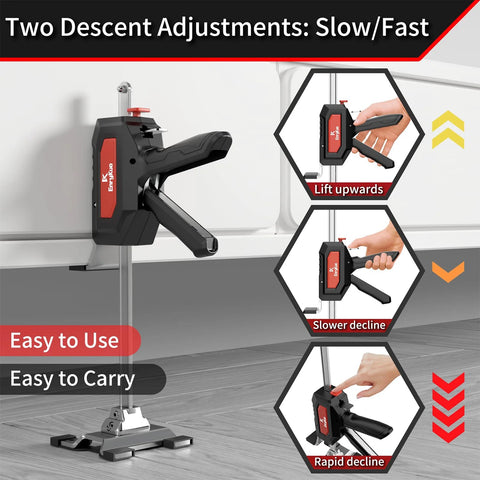 Amazon Labor Saving Arm Jack 2-Pack, stainless steel furniture lifts with dual-speed descent; front view