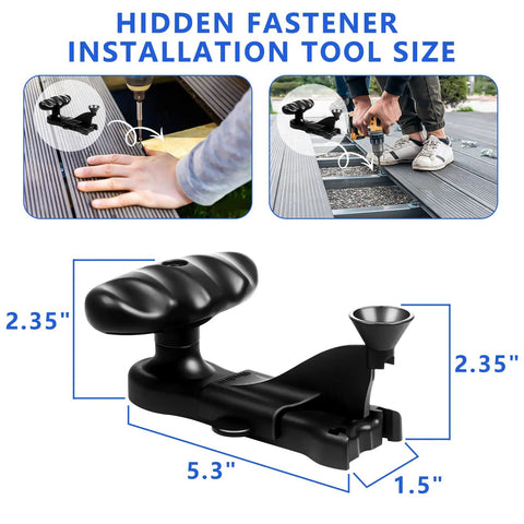 Pro Grade Hidden Fastener Installer Tool Compatible With Trex Deck Boards Includes Star Drive Bit with size dimensions