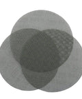 Ditch The Dust And Clog Issues With These 9 Inch Sandpaper Mesh Discs featuring overlapping views of grey mesh design.