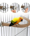 Natural Wood U Shaped Bird Perches For House Cage 2 Pack, showcasing secure attachment with metal wing nuts, ideal for small birds.