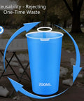 Foldable Water Bottle 200ml Shatterproof, Lightweight Hydration Bottle for Running and Travel showing reuse concept