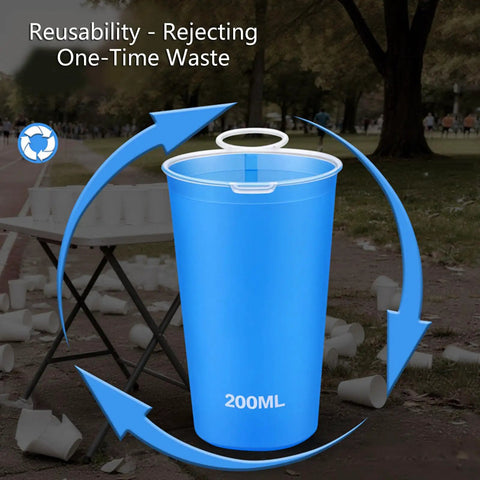 Foldable Water Bottle 200ml Shatterproof, Lightweight Hydration Bottle for Running and Travel showing reuse concept