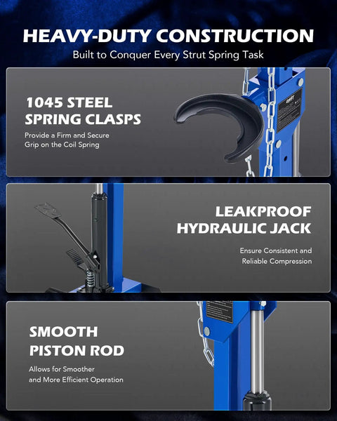 Hydraulic Strut Spring Compressor Kit With 1 Ton Compression Force And 4.5 Ton Jack Capacity Includes 4 Spring Clasps For Cars Trucks SUVs Heavy Duty For Easy DIY Auto Suspension Service