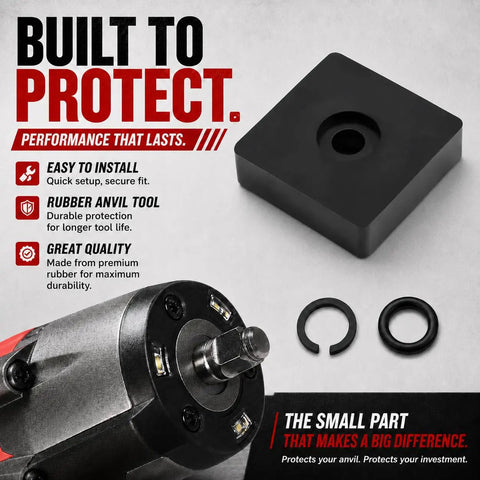 Heavy Duty Impact Retaining Ring Kit With O Rings And Installation Tool For 1/2 And 3/8 Inch Impact Wrenches with rubber anvil tool