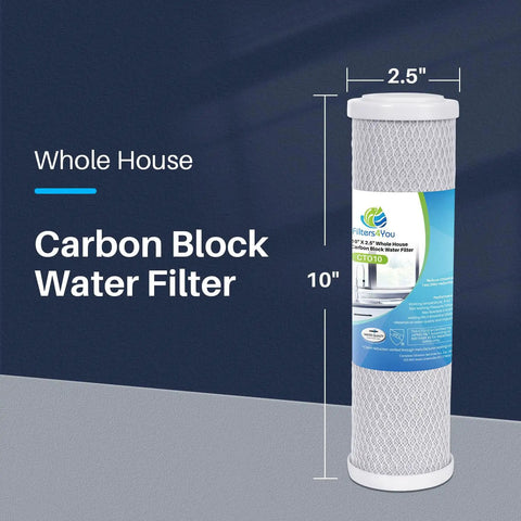 Deep Clean Carbon Block Water Filter Cartridge 10 Inch By 2.5 Inch, Compatible With Flow Pur 8 And WCBCS-975-RV, 4 Pack