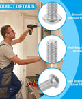 Rock Solid Top Shelf 100 Pack M3 X 0.5mm Pitch 10mm Length 304 Stainless Steel Button Head Socket Cap Screws shown with full machine thread.