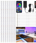 RGB Under Cabinet Lighting Kit With App Control And Remote, 10 Pcs 20Inch LED Strip Lights, ETL Adapter, connectors, kitchen display