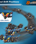 Epic 8 Wheel Hand Controlled RC Stunt Car with Gesture Sensing Remote showcasing cool drift positions with lights