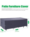 Heavy Duty Waterproof Rectangular Patio Table Cover 86 by 44 by 27.5 Inches, UV Resistant Snowproof for Outdoor Dining Tables, Gray Ripstop Fabric, Weatherproof and Windproof Built to Outlast Every Season.