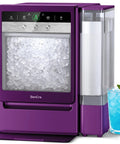 Top Shelf Countertop Ice Machine Slapping Out Fast Ice Batches And A 30 Pound Daily Output in vibrant purple with bullet ice.