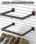 2 Pack Slatwall U Shaped Rectangular Tubing Hangrail 16x12 Inch For Retail Display And Home Apparel Storage Black Beefy Steel