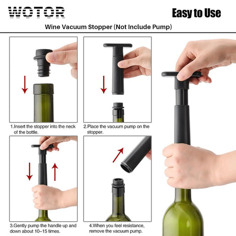 Instructions for using a Keep Your Wine Fresh With Silicone Vacuum Stoppers No Fuss Reusable Bottle Sealer Set Wine Saver Vacuum Sealers 12 Pack Black Works With Any Vacuum Pump Not Included