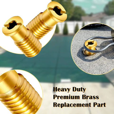 10 Piece Beefy Brass Pool Cover Anchors Screws Kit For Concrete Pools Heavy Duty Safety Cover Replacement on display