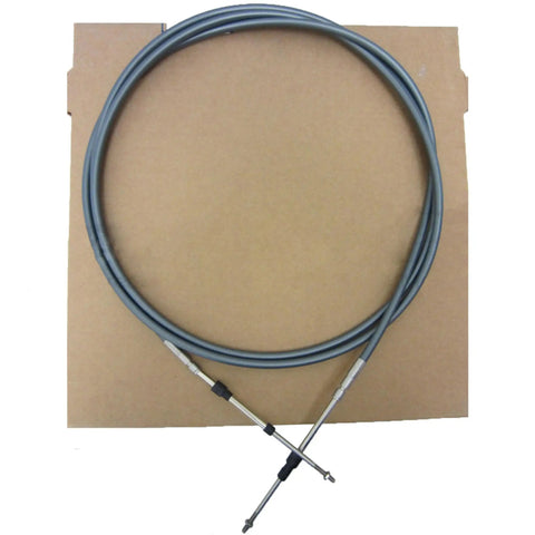 Premier II Marine Cable 16 Foot With Stainless Steel Core And Nylon Sheath For Ultra Low Friction And Smooth Operation On Boats OEM Replacement For Easy Install And Quick Hookups against cardboard background