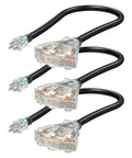 Heavy Duty 24 Inch 12 Gauge Indoor Tri Tap Extension Cord With LED Lighted Plug UL Listed 15A 125V 1875W Pack Of 3
