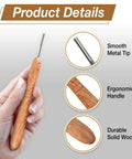 Wooden Paper Bead Roller With Slotted Metal Tip For Easy Quilling, ergonomic handle, durable solid wood construction