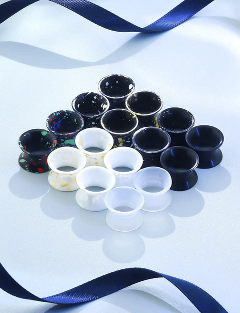 Silicone Ear Gauges Tunnels Plugs For Ears 10mm 00G Black Invisible Stretching Kit assorted colors on white background