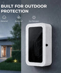 Built Like A Tank Zero Hassle EV Charger Enclosure With Secure Combo Lock And Clean Cable Routing For Tesla Wall Connector ChargePoint Home Driveway Install All Year Protection Rain Snow Dust Repellent Matte Black mounted on wall.