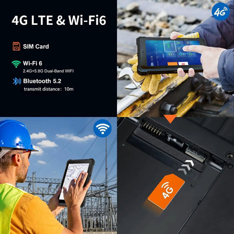 Tough As Nails 8 Inch Rugged Tablet Running Windows 11 Pro With Built In GPS Navigation Heavy Duty Construction Intel N5100 Processor 8Gb Ram And 128Gb Storage Waterproof Ready, featuring Wi-Fi 6.