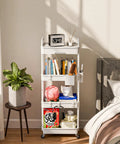 Four Tier Rolling Cart Organizer With Wheels For Kitchen Bathroom Laundry Room And Office Use A Narrow Slim Utility Cart With Drawer