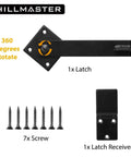 Sturdy Six Inch Farm Flip Fence Gate Latch And Barn Door Lock Flip Latch Hardware in matte black with screws and latch receiver
