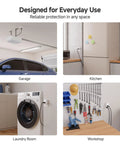 Image showing 1350 Joules Single Outlet Surge Protector For TV PC Xbox PS5 Refrigerator, installed in garage, kitchen, laundry, workshop.