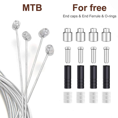 Premium 4-Piece Bike Brake Cable Set, Universal Standard Front And Rear Cables, 2M Length, with accessories