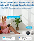 Woman using voice control with Alexa and Google Assistant for Smart Fingerprint Door Lock With 5 Ways To Unlock, Anti Peep Code.
