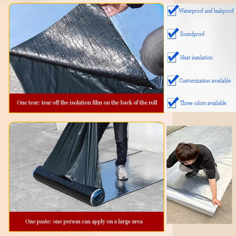 Built Different Roof Underlayment Roll With Ice And Water Shield Heavy Duty Waterproof Membrane shown being applied by a person.