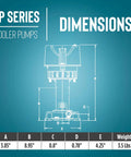 Dimensions of the Built Tough 1/30 HP Evaporative Cooler Pump showcasing size measurements for efficient installation.