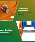 Close-up of locking nut and casing gaskets on Heavy Duty I-Beam Trolley For Electric Hoist 1 Ton Capacity With Dual Track Rollers And Adjustable Flange