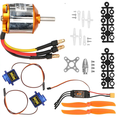 RC Plane Motor Kit for Airplane and Helicopter, Brushless 2217 KV1100 Motors, 1060 Propeller, 40A XT60 ESC components