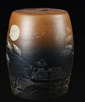 Chinese Style Ceramic Rice Jar With Airtight Lid And Silicone Ring Moistureproof Food Storage Container For Grains Coffee Beans Snacks Hand Painted Kitchen Canister with landscape design.