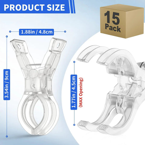 Fifteen Pack Clear Balloon Arch Clips With Boss Level Grip For Backdrop Parties And Studio Photos Dead Solid Hold Gets Your Setup Looking Fresh Durable Plastic Springs Always Pull Through, dimensions 3.54 x 1.88 inches.