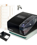 Big Win Digital Time Clock And Date Stamp Combo For Small Business Managers Keep Your Crew On Point With An Easy Punch Card System Including Fifty Time Cards Ink Ribbon And Backup Keys For Smooth Sailing, showing clock, time cards, and keys.