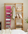 Hanging Closet Organizer With Bamboo Inserts And MDF Tops Pink Space Saving Shelves for Clothes and Accessories in bedroom