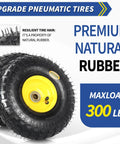 Heavy-Duty 4.10/3.50-4 Rubber Tire And Wheel Set With 2.25-Inch Offset Hub And 5/8-Inch Sealed Bearings shown in natural rubber