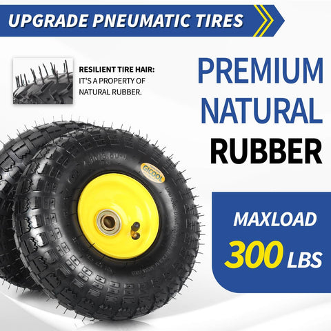 Heavy-Duty 4.10/3.50-4 Rubber Tire And Wheel Set With 2.25-Inch Offset Hub And 5/8-Inch Sealed Bearings shown in natural rubber