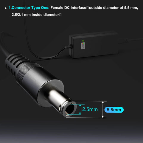 54.6V Smart Charger For 48V Lithium Batteries With UL Certification Fast Charging Multi Safety Protection Worldwide 100 To 240VAC 13S Compatible DC 5.5 By 2.5 Or 2.1mm Connector Perfect For Electric Bikes And Scooters