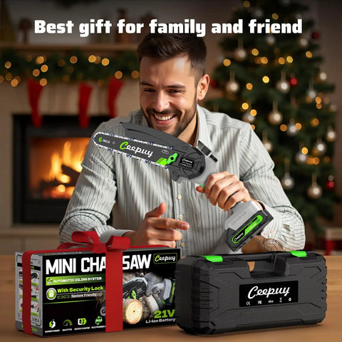 Cordless Mini Chainsaw 6 Inch Portable Electric Saw With Automatic Oiler And Security Lock Battery Powered Handheld Wood Cutter Gift